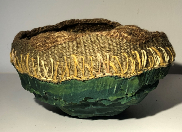 Pate de verre and woven bowl called Islands