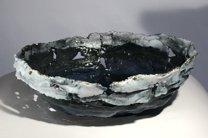 Pate de verre bowl called Winter Sea