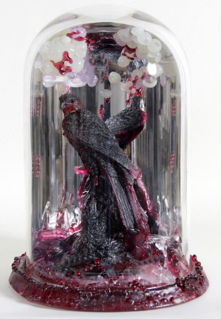 Blown and cast glass piece 'Where the rubies grow'