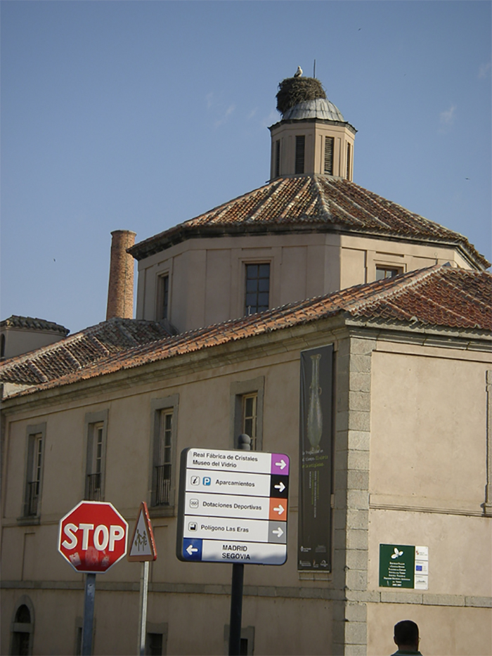 The Museum of Glass at San Ildefonso de La Granja, Segovia,  built as the original La Granja Glass Factory in the 18th Century to provide window, table and chandelier glass for the new royal summer palace up in the Guadalajara Mountains – too high to transport glass by mule and the factory was disguised as a monastery, with the furnaces under the ‘chapel’ dome.