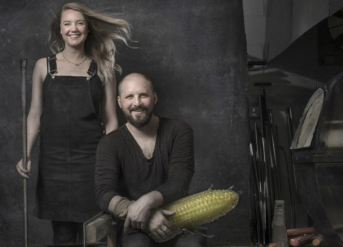 Glass artists Bethany Wood and Elliot Walker.