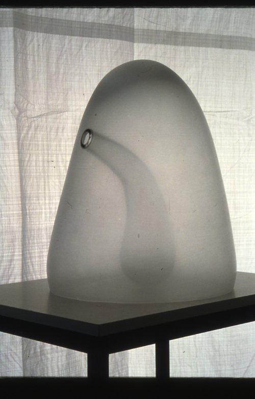 A large, clear glass dome with inside funnel shape, called Breath version 2. 