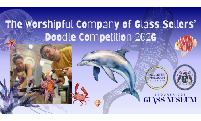 Mixed image featuring Allister Malcolm modelling molten glass and sea creature images