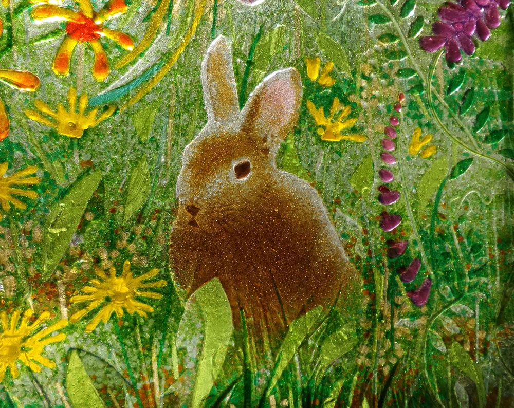 Rabbit with wild flowers